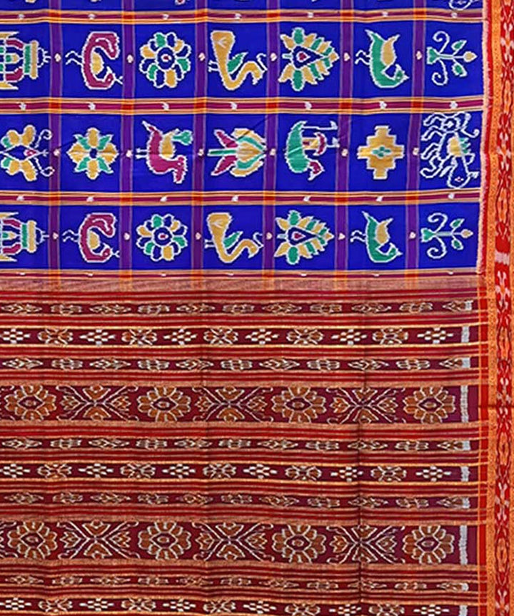 Indigo maroon handloom khandua silk saree