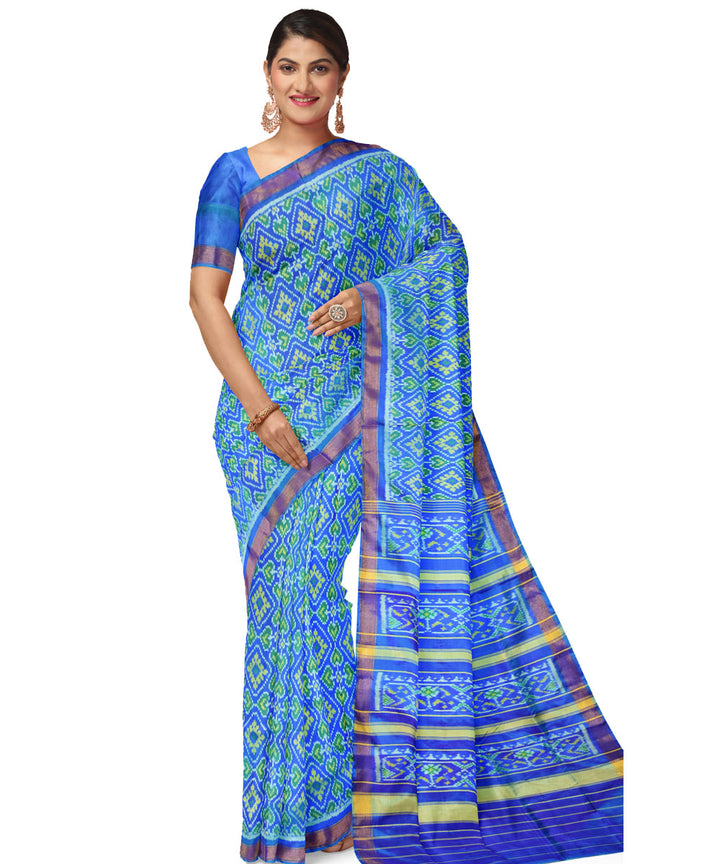 Sky blue silk handloom patola saree