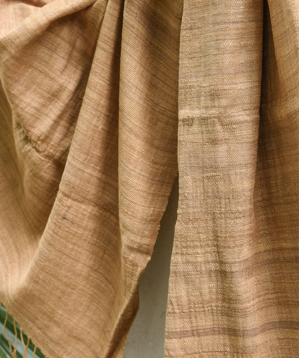 Beige natural dye handwoven eri silk assam stole