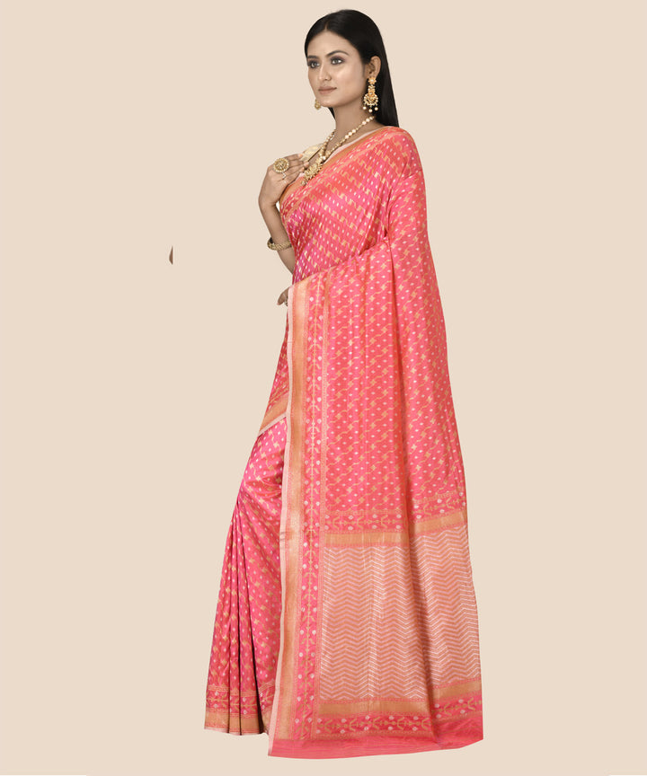 Pink silk handloom banarasi saree