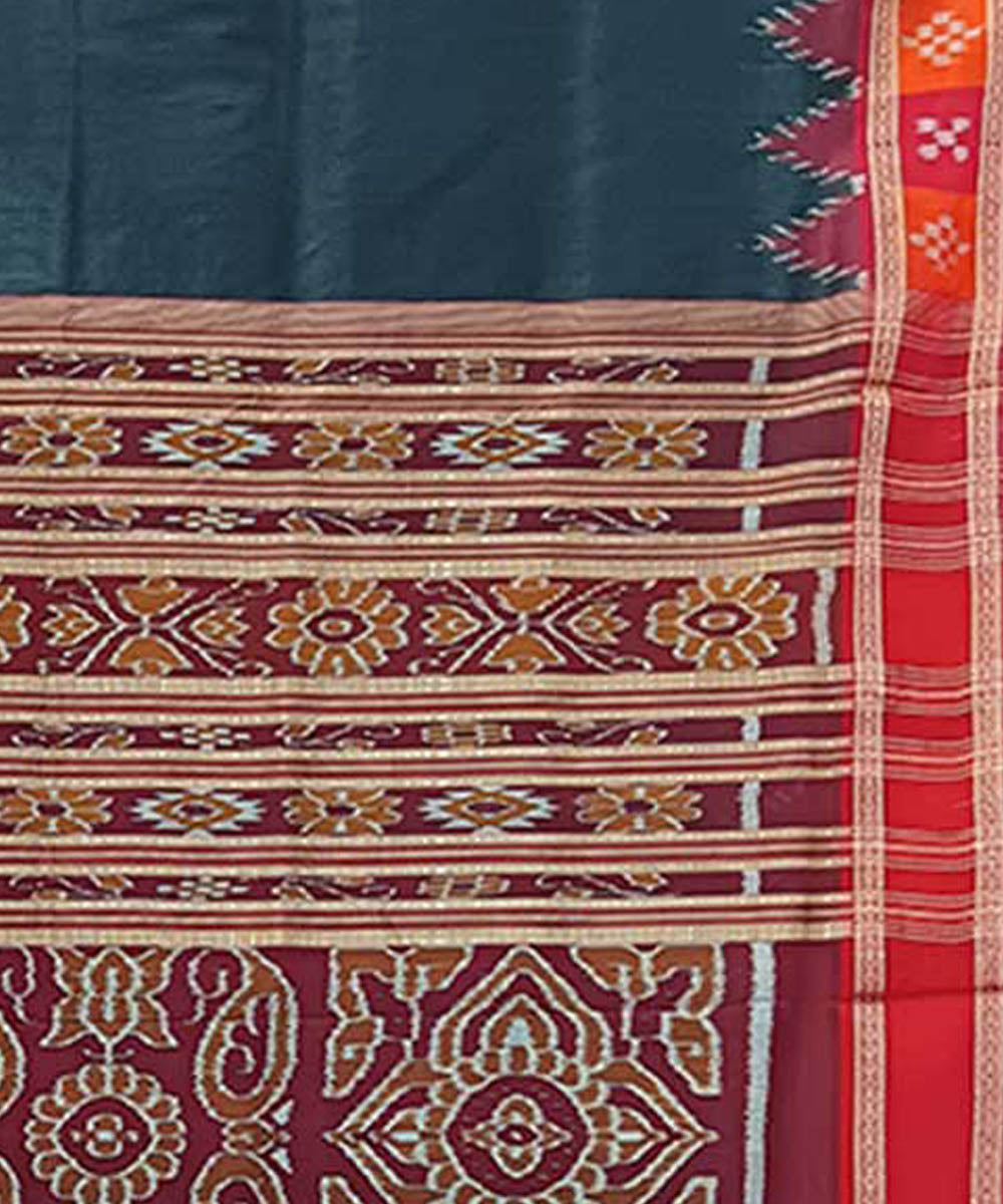 Black red handwoven khandua silk saree