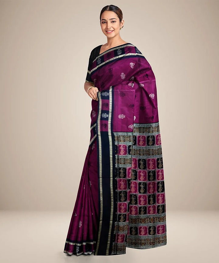 Magenta purple handwoven silk sambalpuri saree