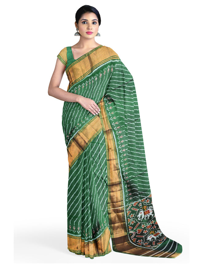 Dark green handloom patola silk saree