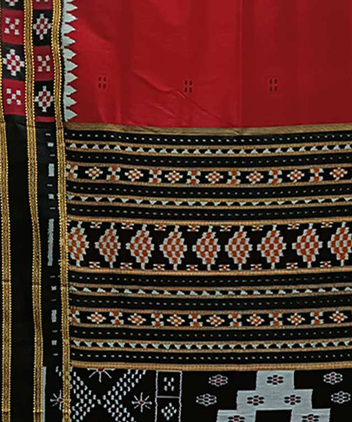 Maroon black handwoven silk khandua saree