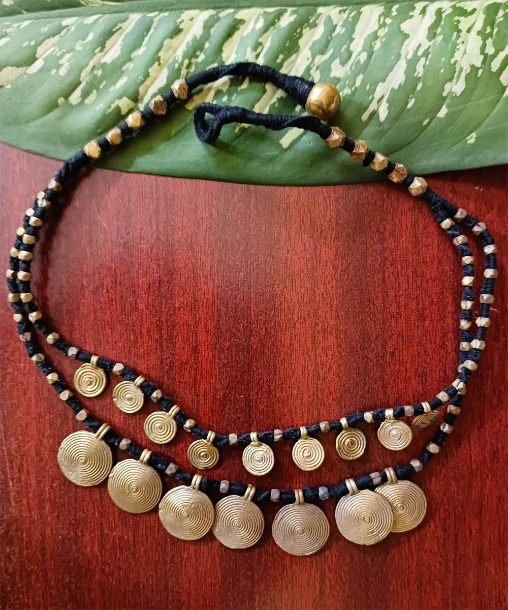 Black handcrafted layered dokra necklace