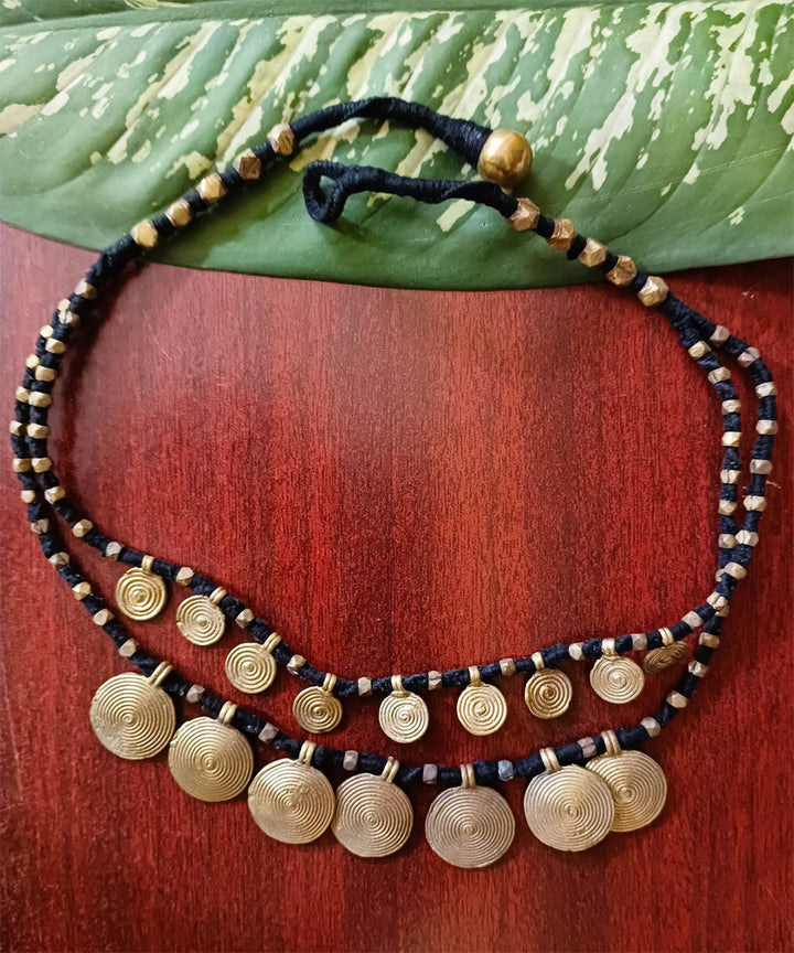 Black handcrafted layered dokra necklace