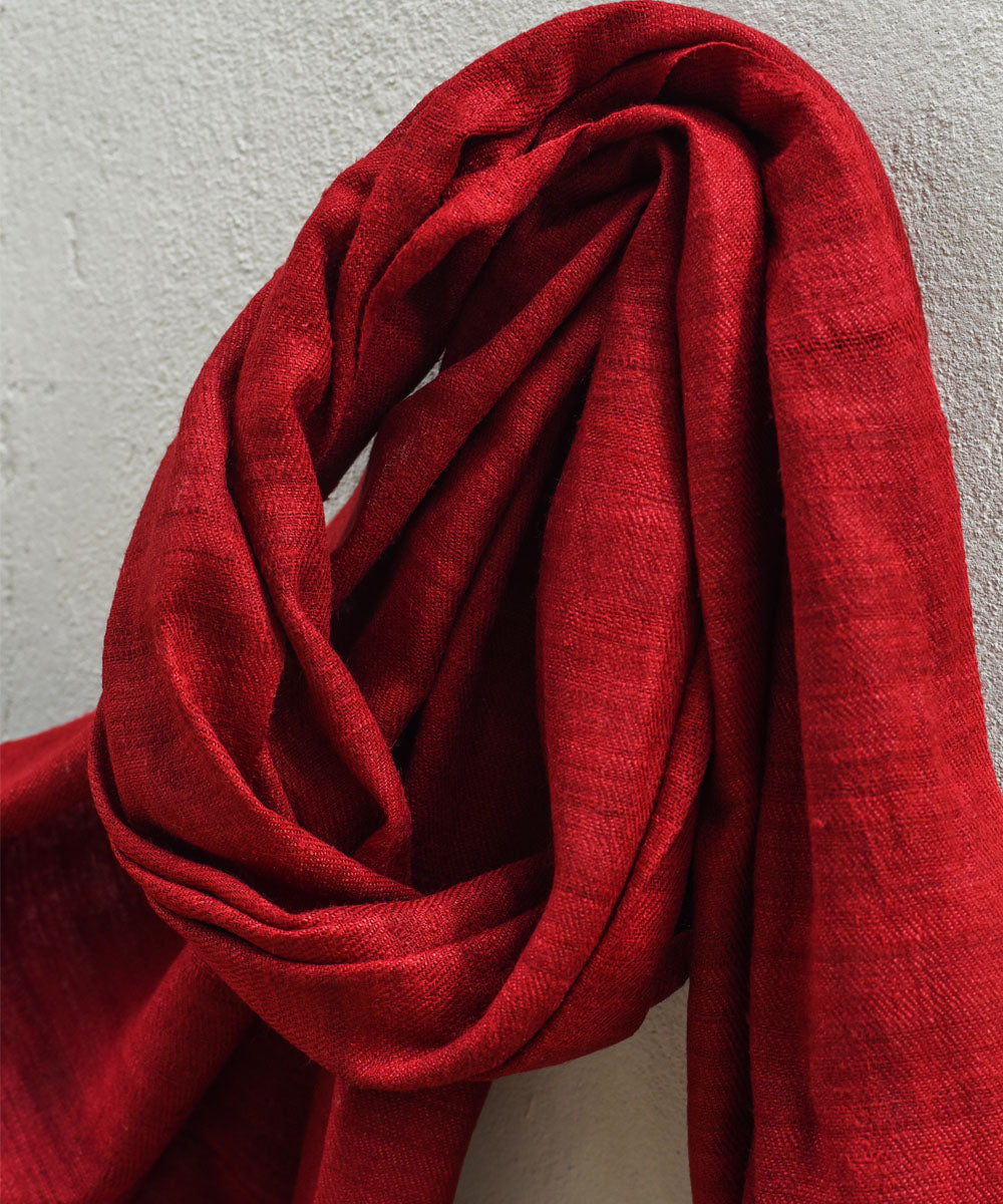 Red natural dye handloom eri silk assam stole