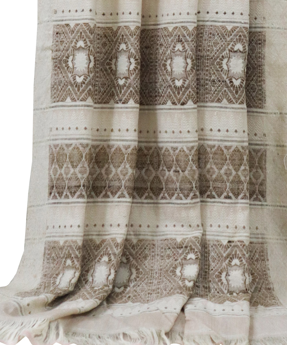 Cream brown handloom eri silk assam saree