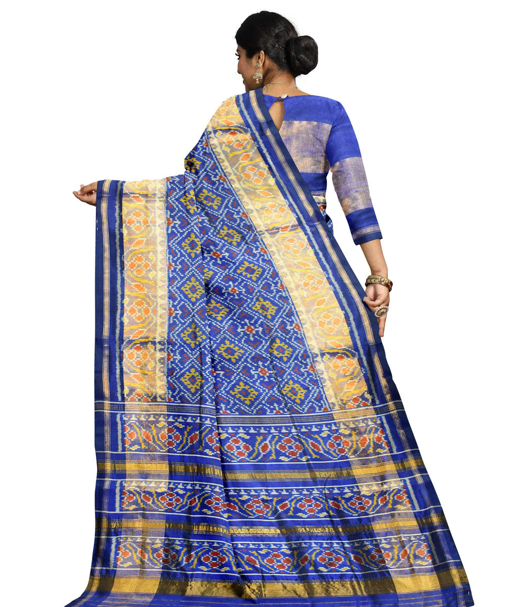 Navy blue silk handloom patola saree