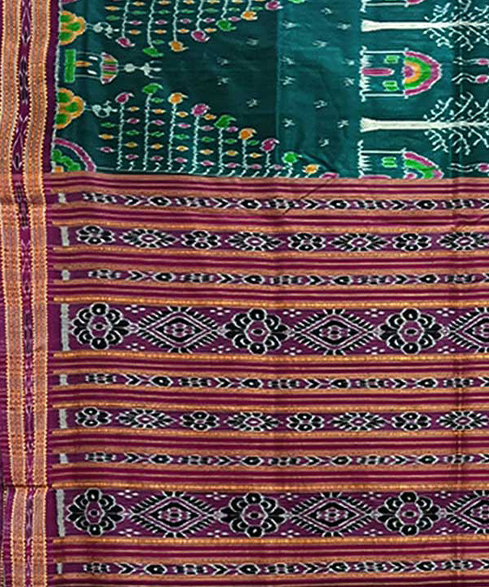 Turquoise purple handwoven khandua silk saree