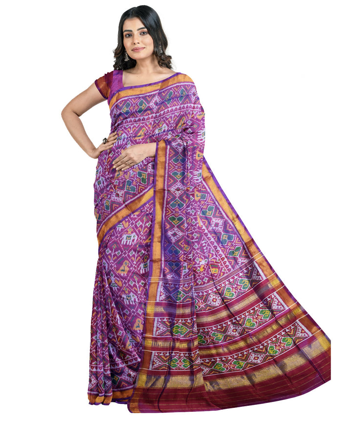 Purple handwoven silk patola saree