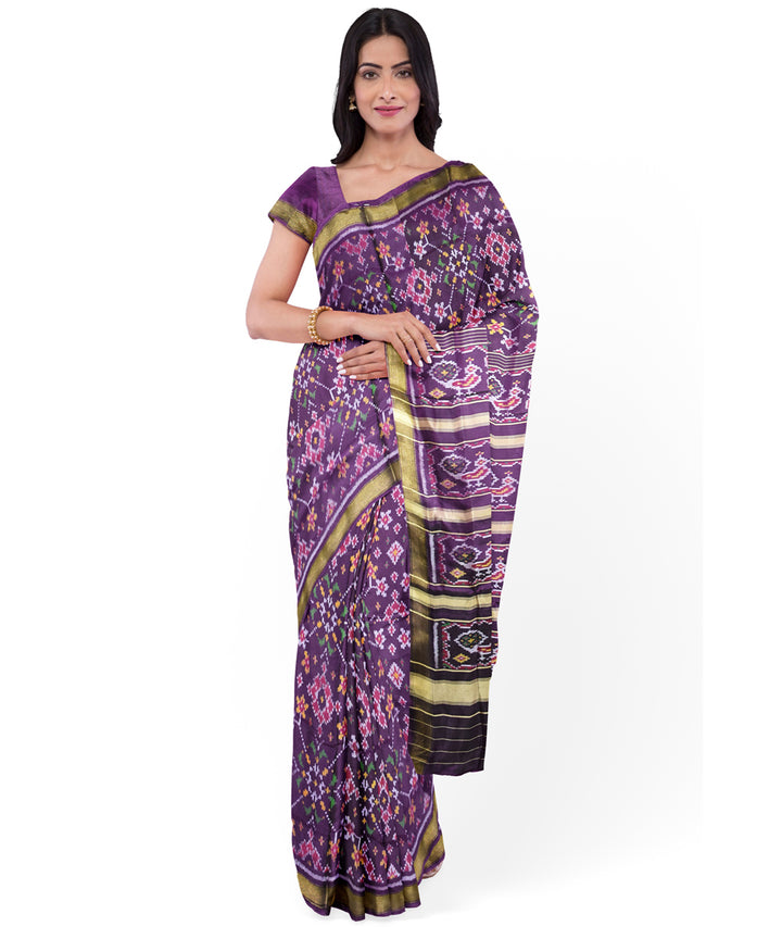 Violet silk handwoven patola saree