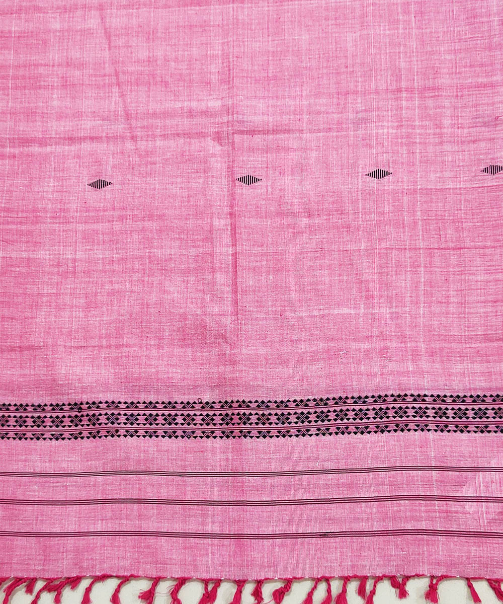 Pink black handloom cotton assam stole