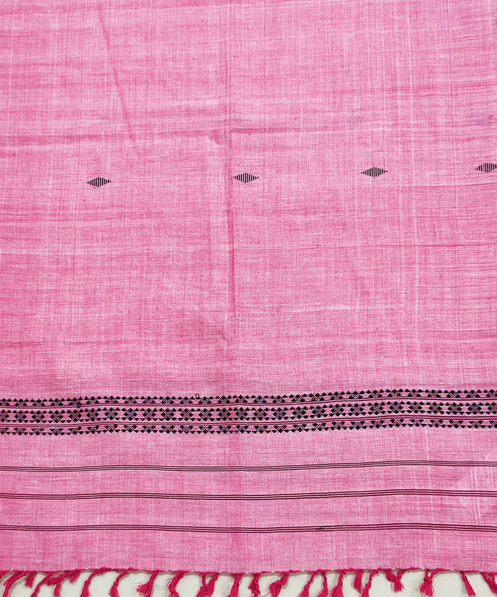 Pink black handloom cotton assam stole