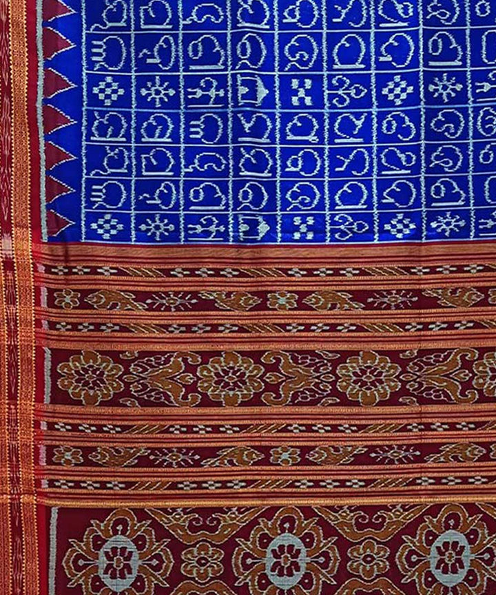 Indigo maroon handloom silk khandua saree