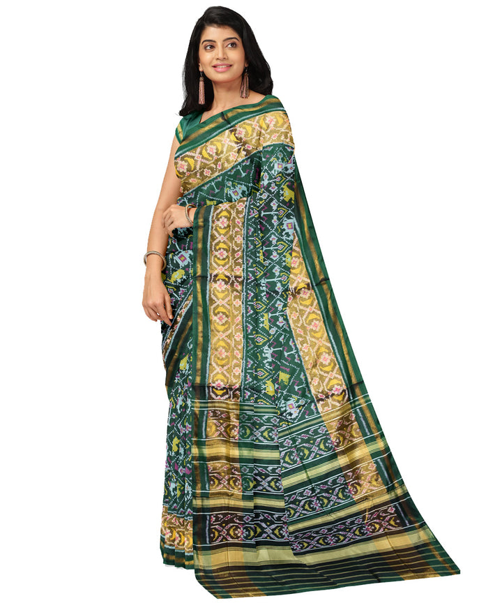 Patola dark green silk handloom saree