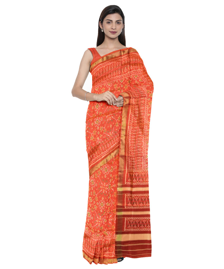 Red silk handwoven patola ikat saree