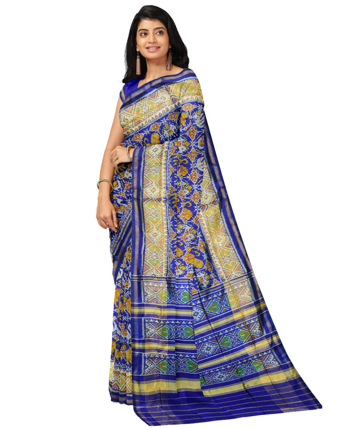 Navy blue silk handloom patola saree