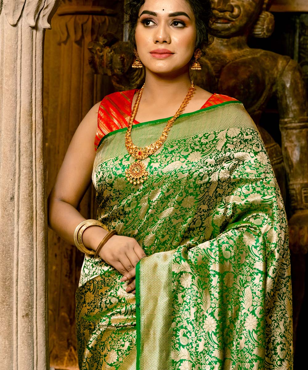 Light green silk handloom banarasi saree