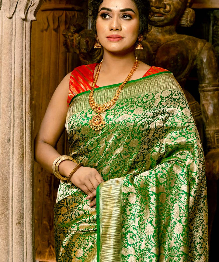 Light green silk handloom banarasi saree