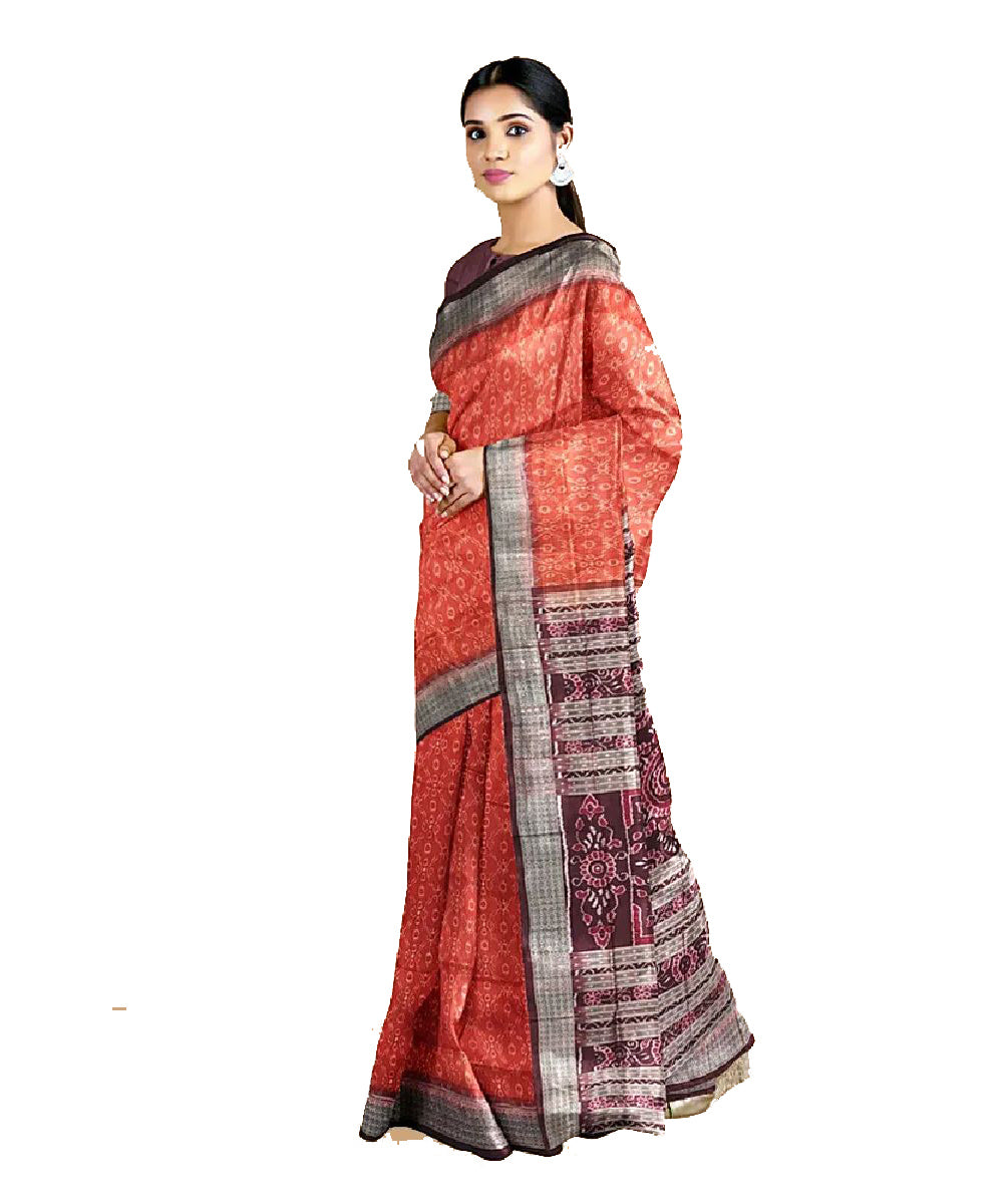 Orange handwoven silk sambalpuri saree