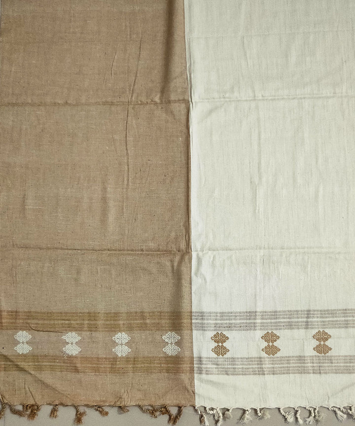 Beige white eri silk handloom assam stole
