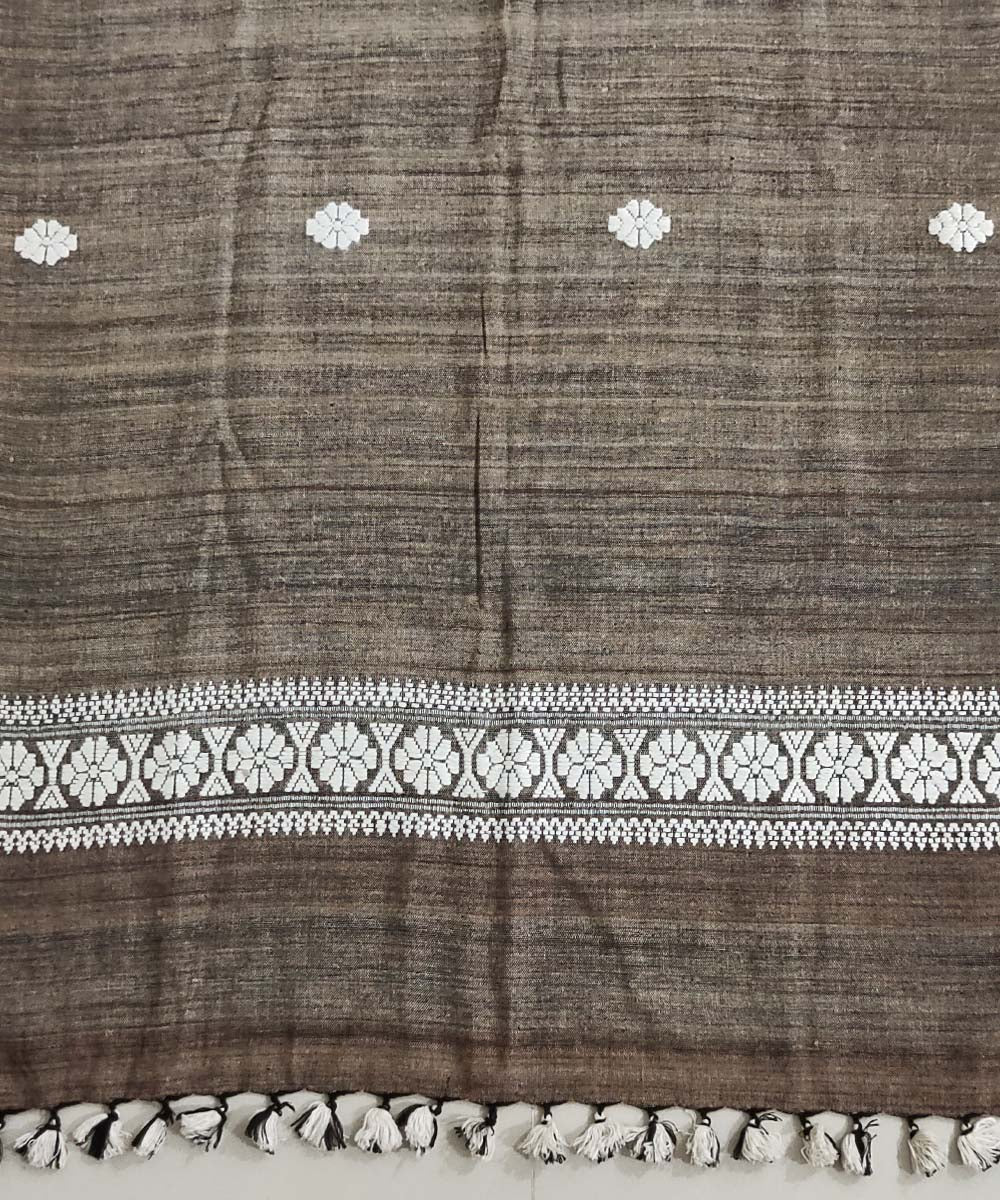 Brown handloom eri silk assam stole