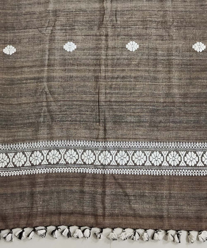 Brown handloom eri silk assam stole