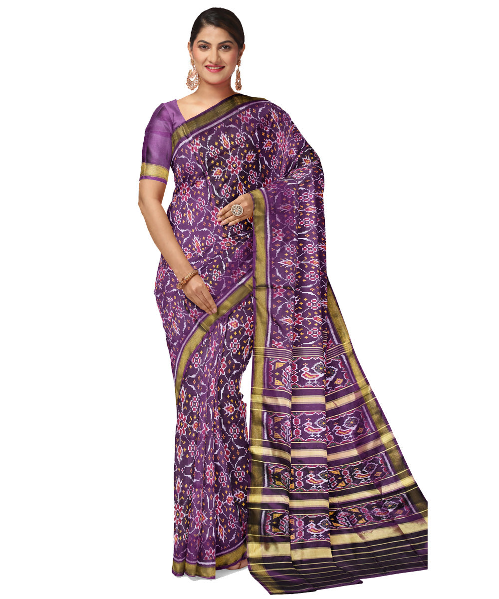 Violet silk handloom patola saree