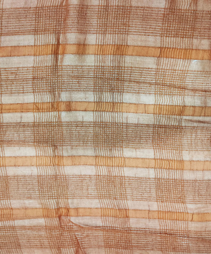 Brown checks handloom eri silk assam stole