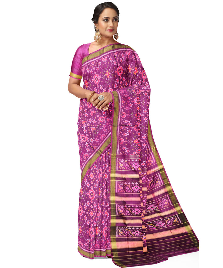 Purple silk handloom patola saree