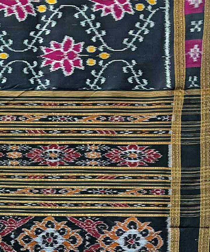 Black purple handwoven khandua silk saree