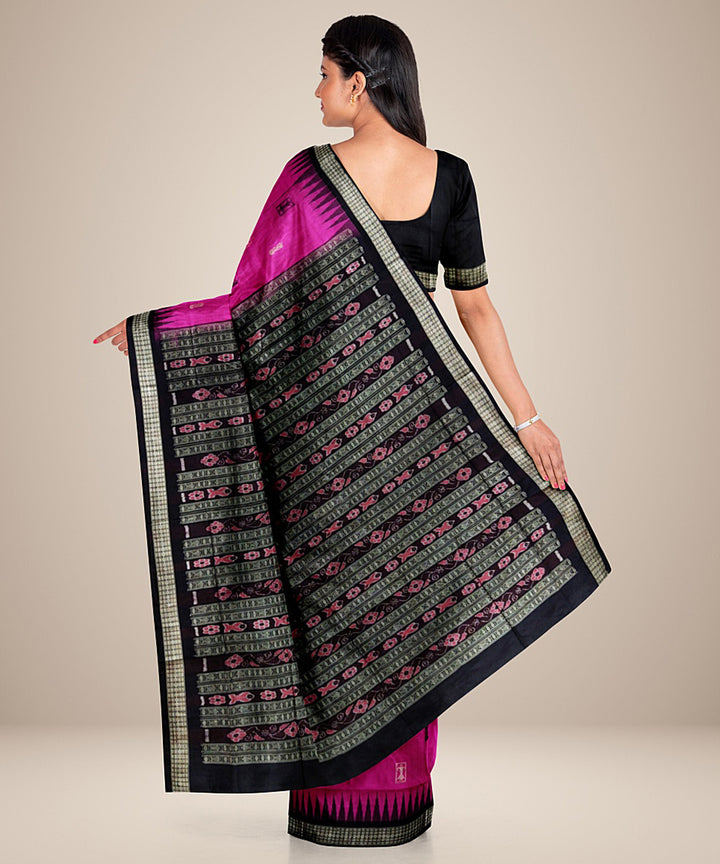 Purple black silk handwoven bomkai saree