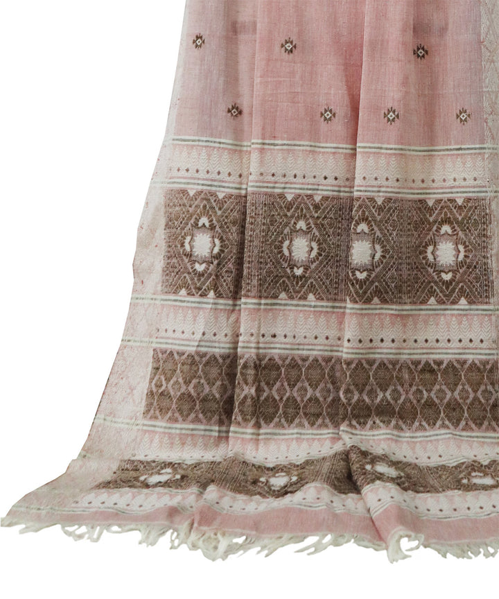 Peach brown handloom eri silk assam saree