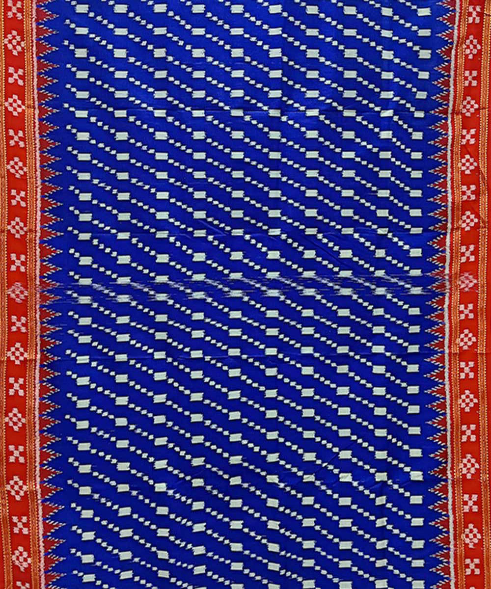 Indigo red handwoven khandua silk saree