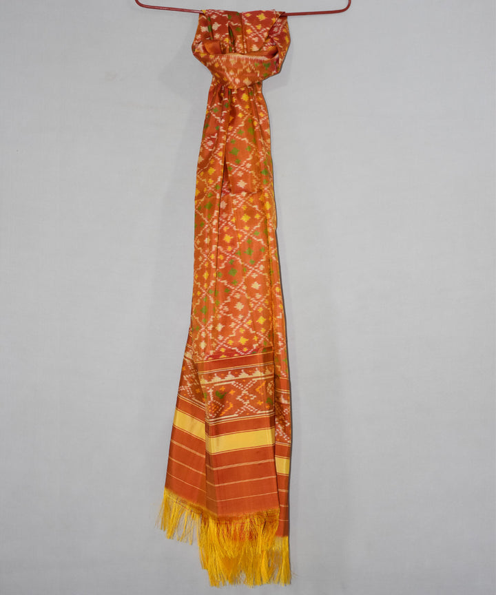 Orange handwoven patola silk dupatta