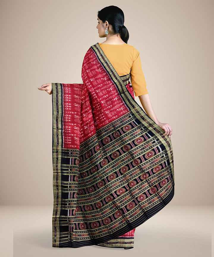 Red black silk handwoven khandua saree