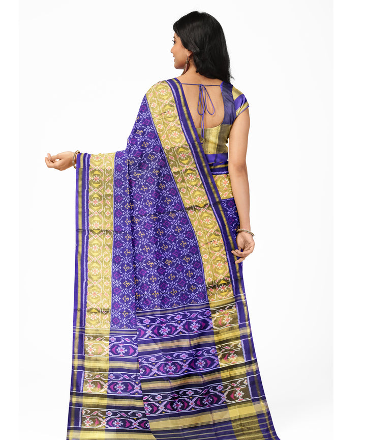 Navy blue silk handwoven patola saree