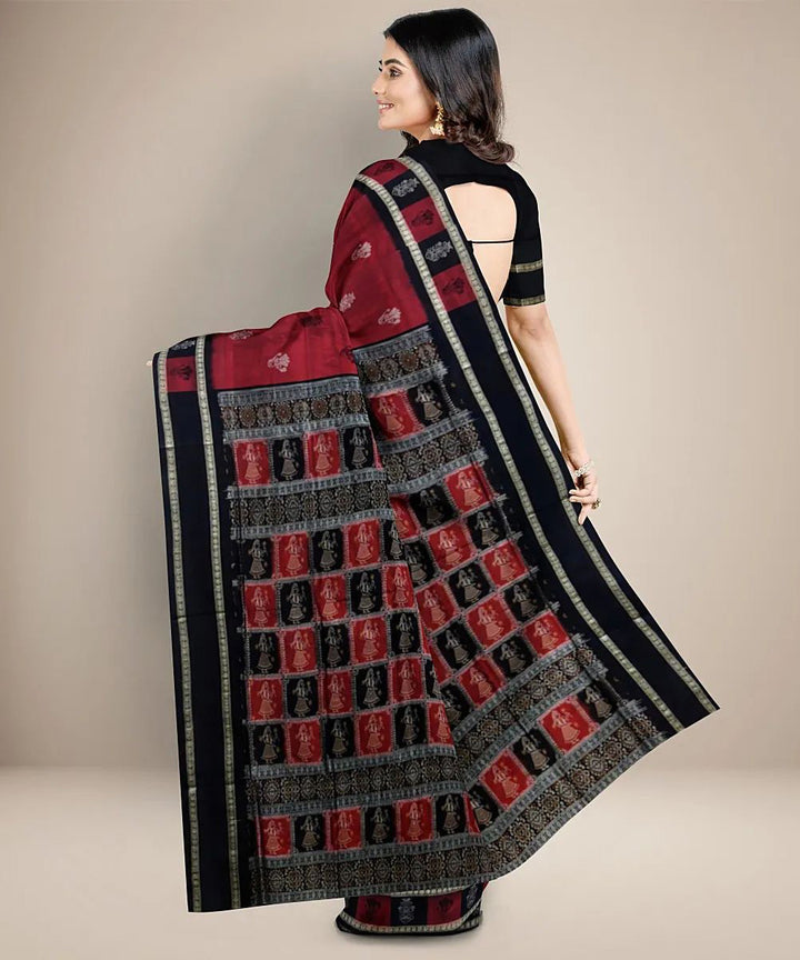 Maroon handwoven silk sambalpuri saree