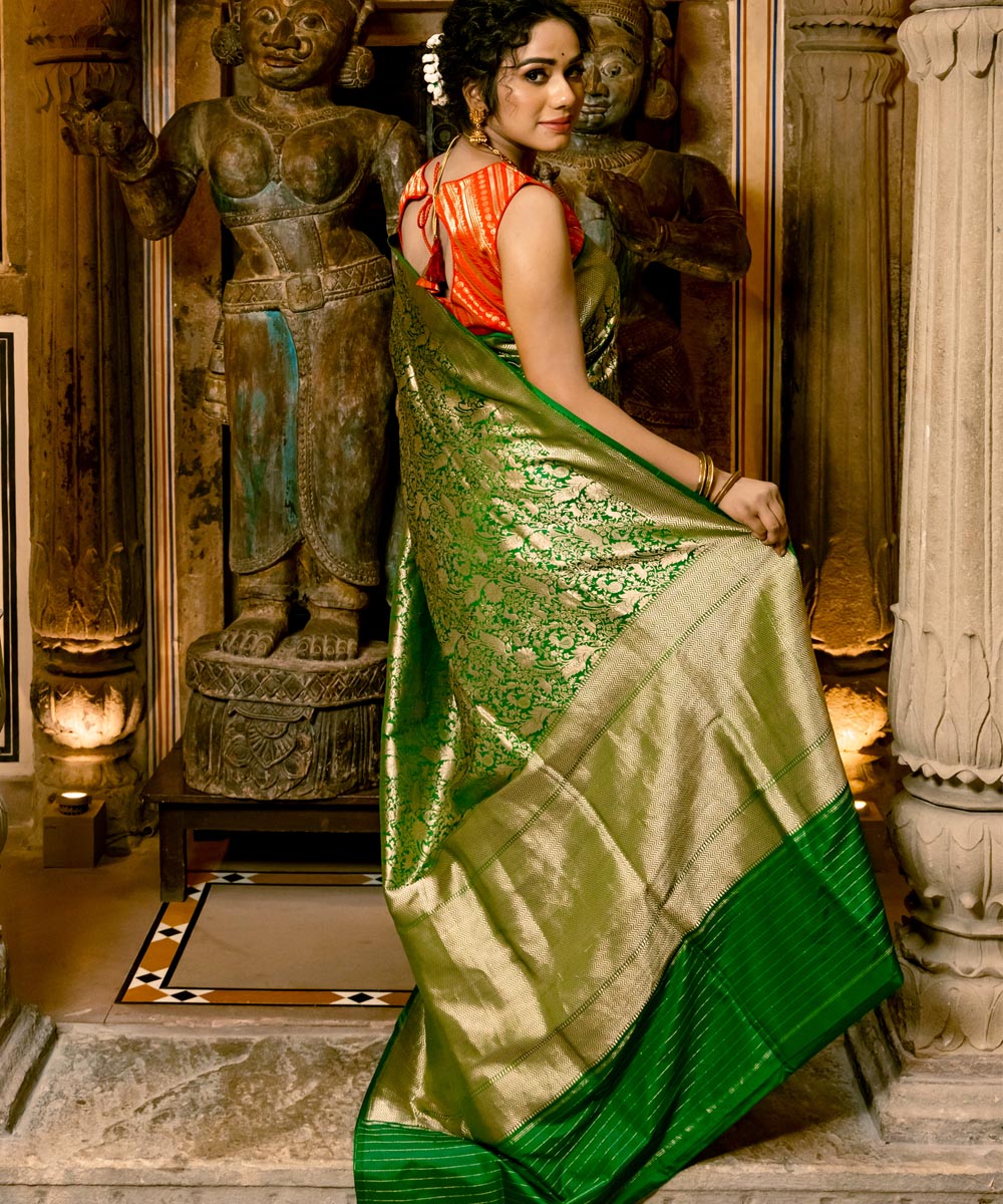 Light green silk handloom banarasi saree