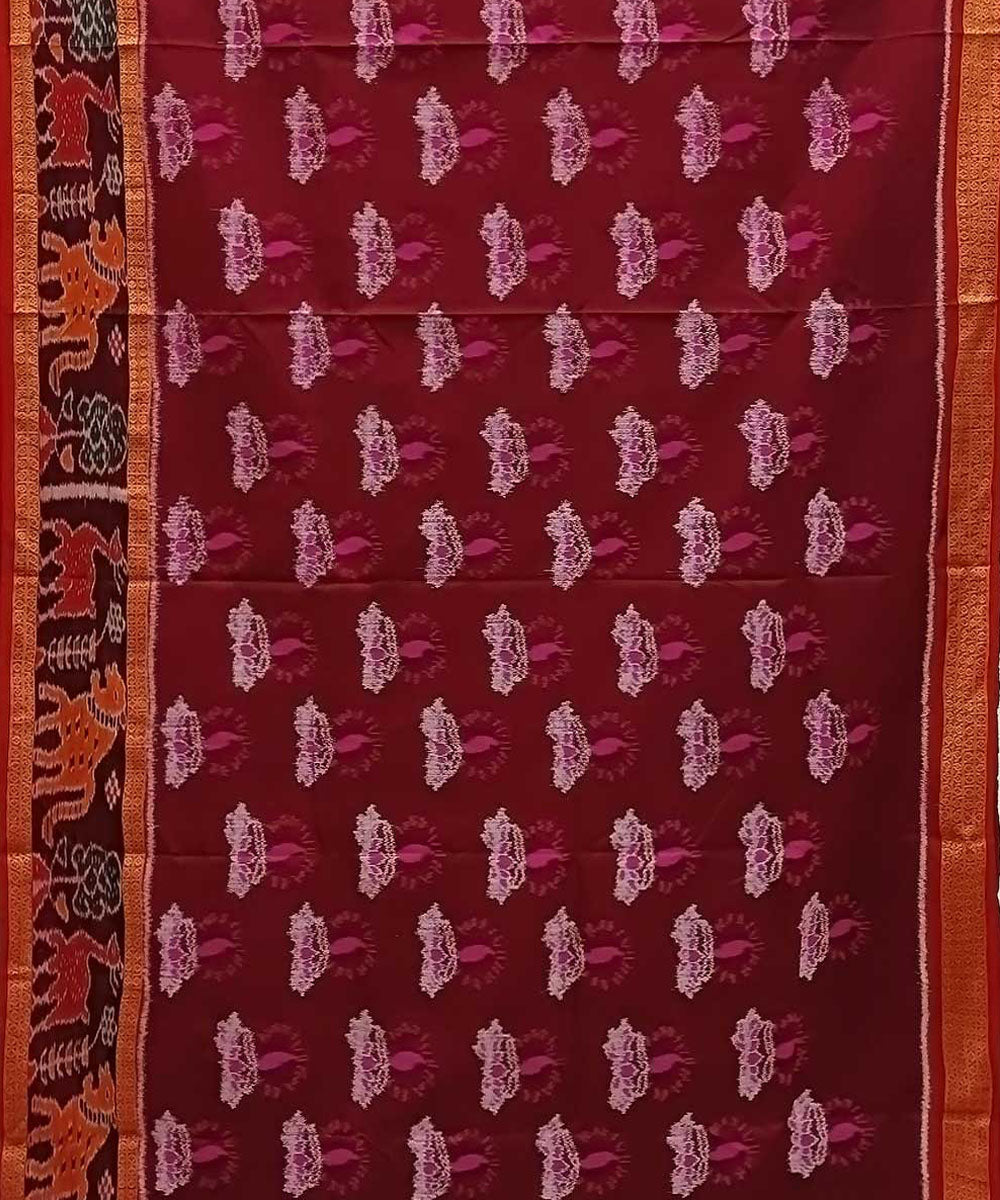 Purple red handloom khandua silk saree