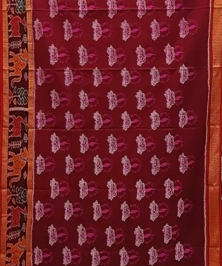 Purple red handloom khandua silk saree