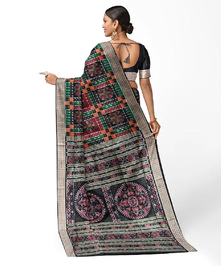 Black multicolor handwoven silk utkala laxmi sambalpuri saree