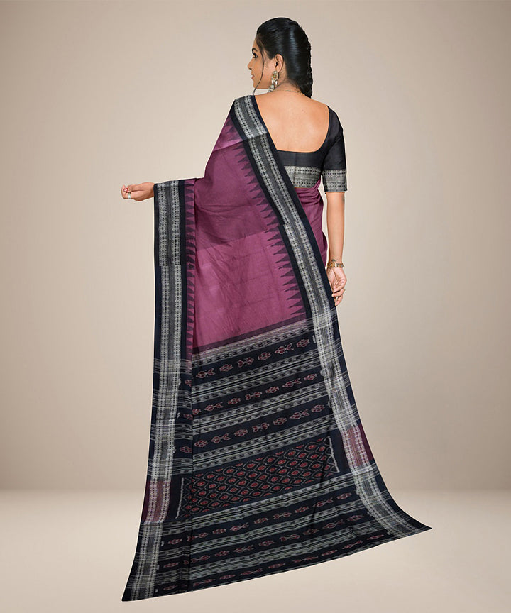 Mauve black handwoven cotton sambalpuri saree