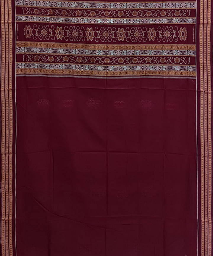 Dark green maroon handwoven bomkai cotton saree