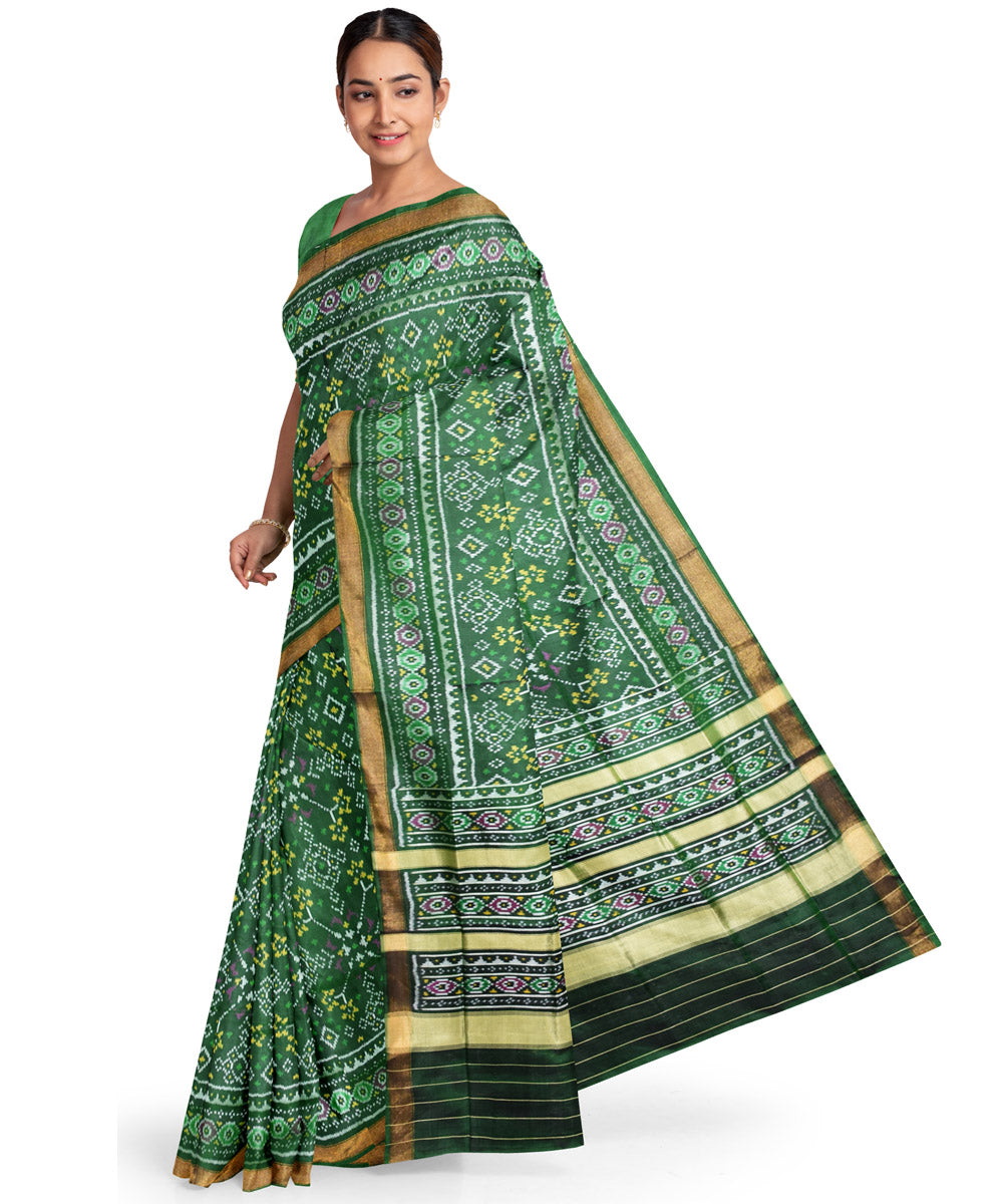 Dark green silk handwoven patola saree