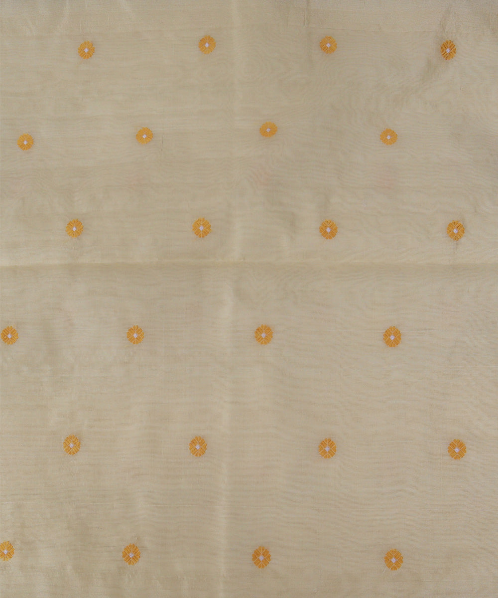 Cream yellow silk handloom assam saree