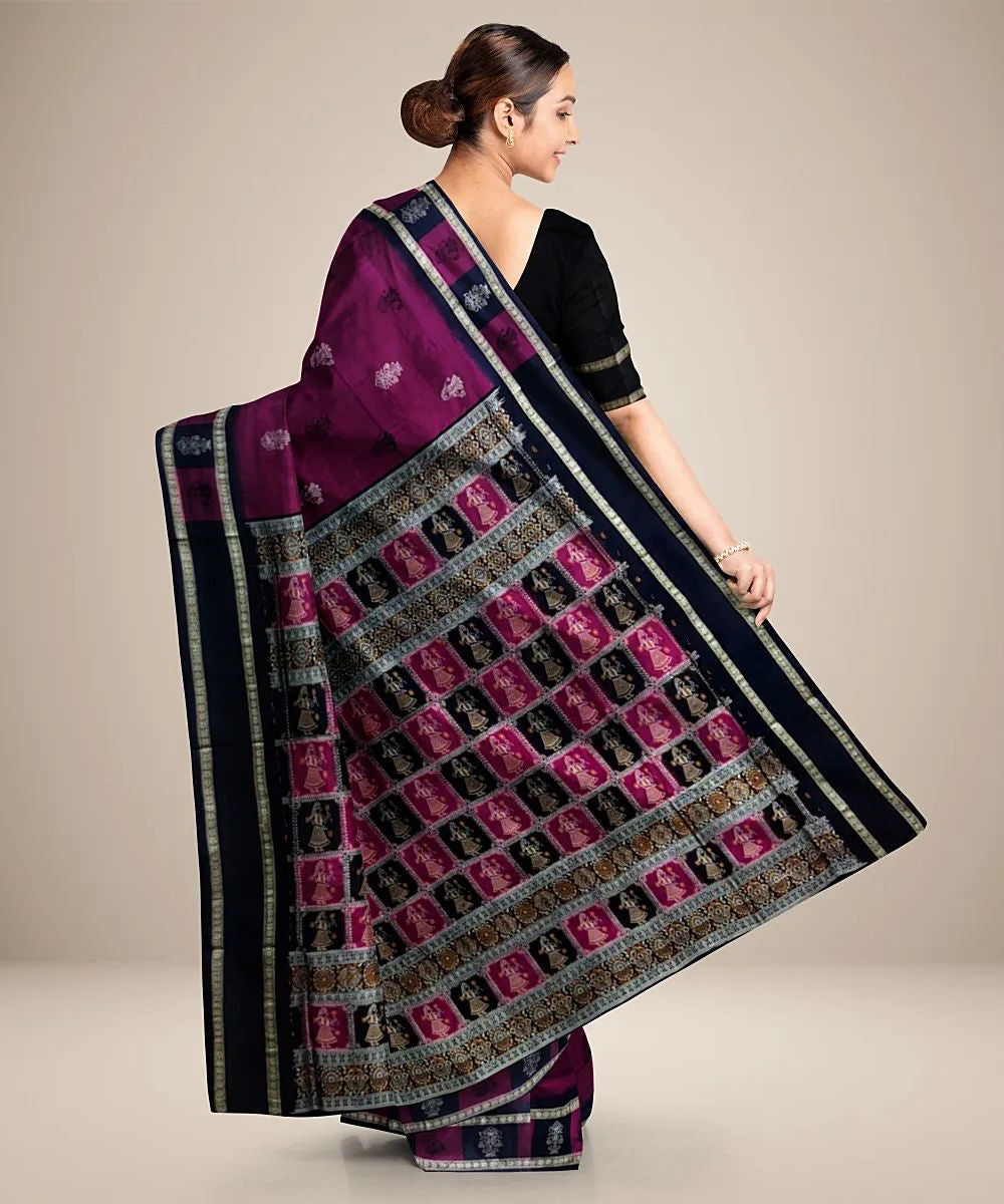 Magenta purple handwoven silk sambalpuri saree