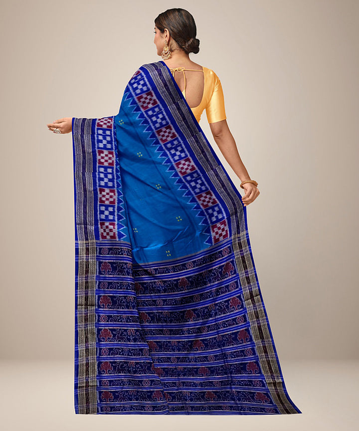 Sky blue silk handwoven khandua saree