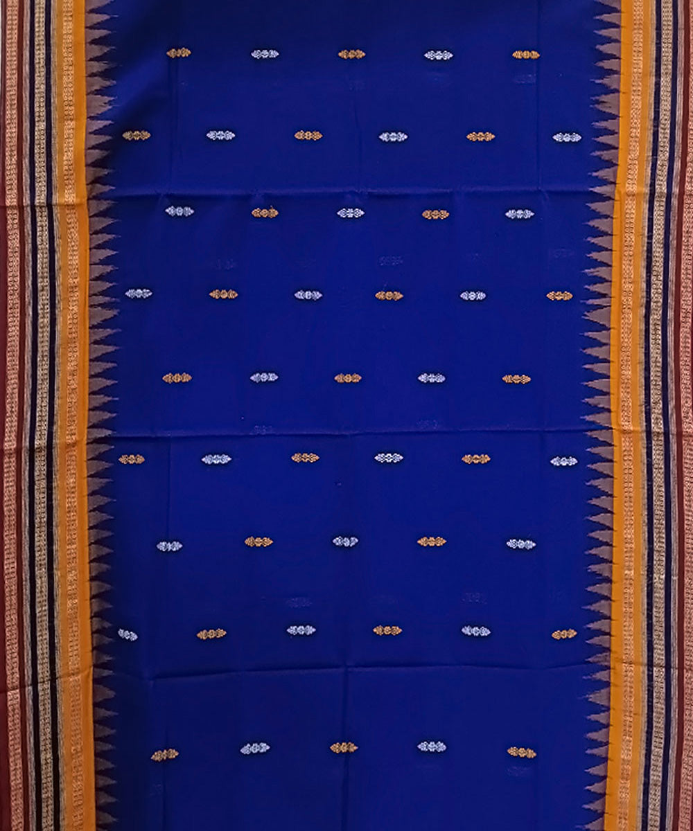 Navy blue multicolor handwoven bomkai cotton saree